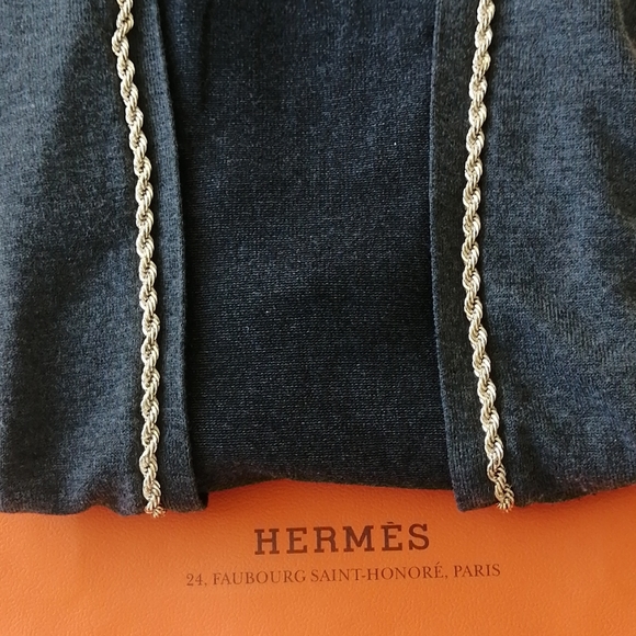 Hermes styled gold chain grey cardigans sweater - Picture 12 of 16